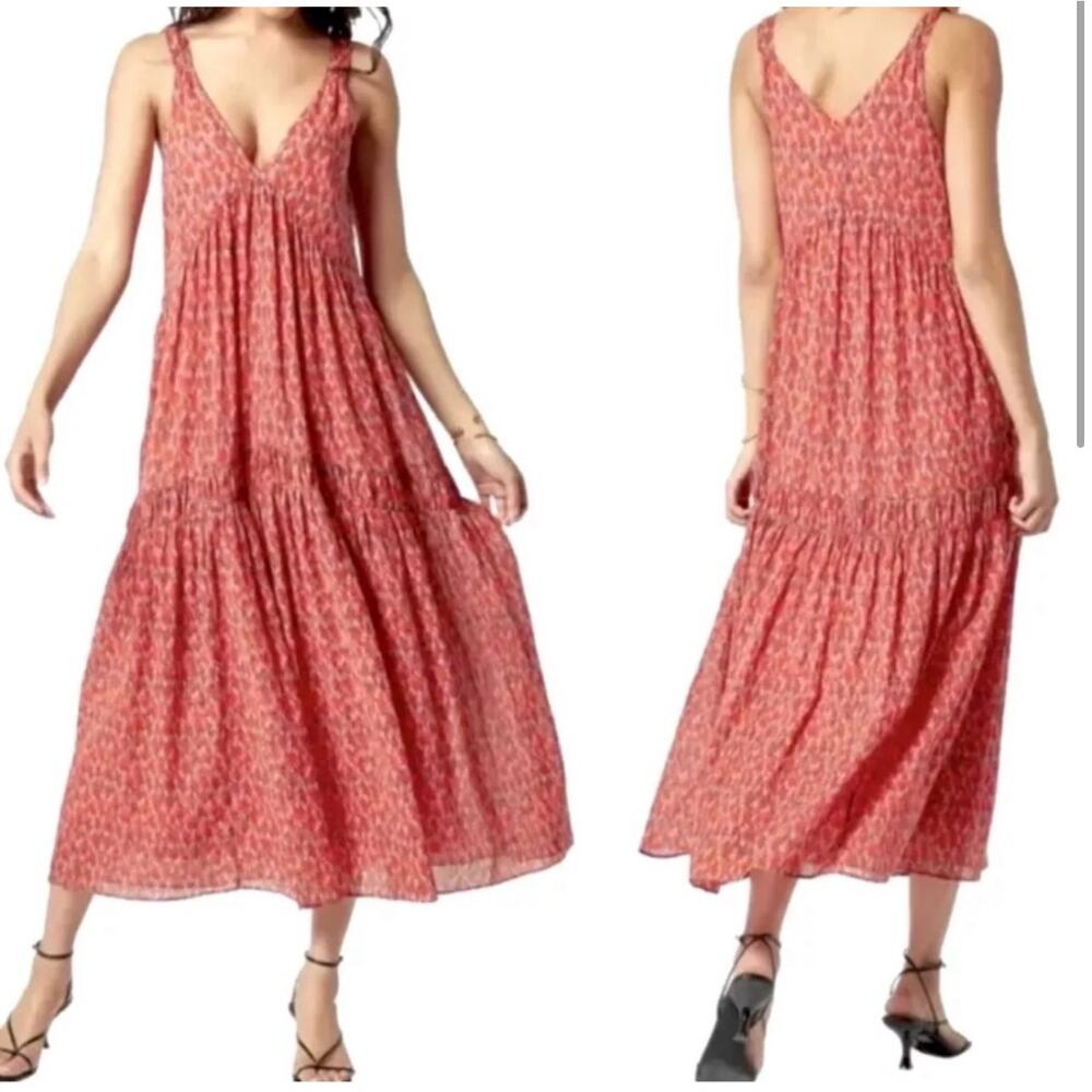 Joie‎ Midi Dress Sleeveless Tiered Abstract Print Summer Boho Size XL